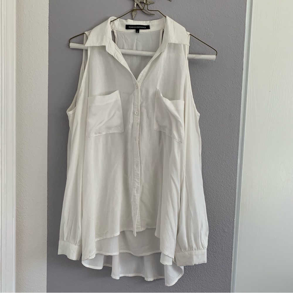 Foreign Exchange Cold Shoulder Button Front Top - Picture 8 of 9